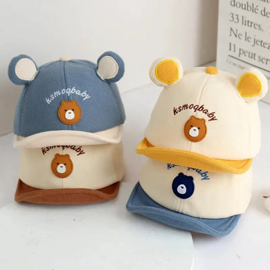 Cartoon Bear Baby Baseball Cap with Ears Sun Hat for Boys Girls