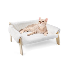 Load image into Gallery viewer, Large Cat Bed Sturdy Wooden Leg Raised Plush Cat Sofa Bed Kitten Bed for Indoor Cats - Soft Cat Couch