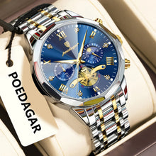 Load image into Gallery viewer, POEDAGAR Original Luxury Men's Watch Waterproof Luminous Chronograph Men Wristwatch Stainless Steel Quartz Watches For Man Reloj