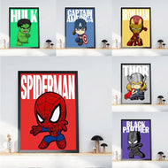 Marvel Wall Art Posters SpiderMan Iron Man Avengers Superhero Disney Kid Room Decor Cartoon Canvas Painting Picture Print