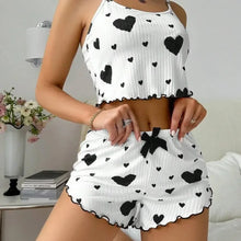 Load image into Gallery viewer, Women Sleepwear Autumn Winter Pajamas Sets Heart Print Sleeveless Cami Vest with Long Pants Trouser Set Sexy Lingerie Pyjamas