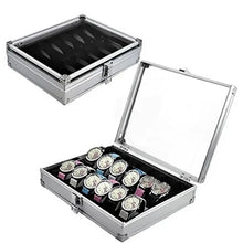 Load image into Gallery viewer, Useful Aluminium Watches Box 12 Grid Slots Jewelry Watches Display Storage Box Square Case Suede Inside Rectangle Watch Holder