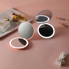 Load image into Gallery viewer, Personalized LED Compact Mirror  Folds, Lights Up, Pink or White