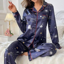 Load image into Gallery viewer, Women Satin Pajama Casual Sleepwear Home Clothes Suit Autumn Long Sleeve Button Up Top &amp; Pants Nightwear Loungewear Pyjama Femme