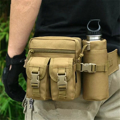 Tactical Nylon Waist Pack, Hiking Belt Bag, Water Bottle & Phone Pouch, Outdoor Sports