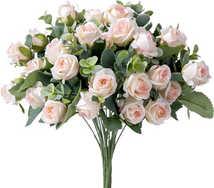 10-Head Artificial Silk Rose & Peony Bouquet with Eucalyptus - Wedding & Home Décor