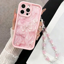 Load image into Gallery viewer, Pink Bow Pattern Silicone Phone Case For iPhone 16 17 Pro Max 15 14 13 12 11 Pro Max 16E X XS XR 7 8 Plus Butterfly Charm Cover