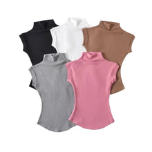 Load image into Gallery viewer, Women&#39;s Sleeveless Turtleneck Tank - Slim Fit Mock Neck Summer Top