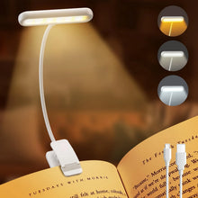 Load image into Gallery viewer, 1 pcs USB Rechargeable Book Light 3 Color Adjustable LED Reading Lamp with Clamp Eye-Care Night Light for Bed, Study Desk