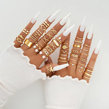 Load image into Gallery viewer, 58PCS Vintage Heart Snake Butterfly Rings Set for Women Fashion Metal Gold Plated Geometric Hollow Finger Ring Jewelry Gifts New
