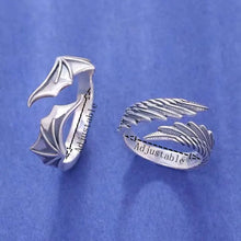 Load image into Gallery viewer, 2pcs Vintage Angel Wing Demon Eye Adjustable Couples Rings - Hip Hop Retro Silver