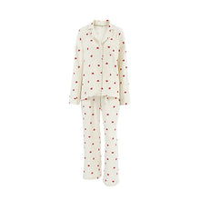 Load image into Gallery viewer, Summer New Love Heart Print Pyjama 100% Cotton Long Sleeve Set 2Pcs Outfit Lapel Sleepwear Button Down Women's Pajamas Nightwear