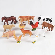 Load image into Gallery viewer, 12PCS Farm Animal Figurine Set – Mini Duck, Horse, Chicken, Cow Toys for Kids