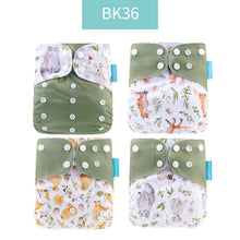 Load image into Gallery viewer, Happyflute New Desig Hot Sale 4Pcs OS Pocket Diaper Washable&amp;Reusable Absorbent Ecological Diaper Cover Adjustable Baby Nappy