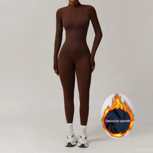 Load image into Gallery viewer, Winter Autumn Women's One-piece Yoga Jumpsuit leggings Long-sleeved Warm ski Overalls Outerwear High Elastic Cycling Bodysuit