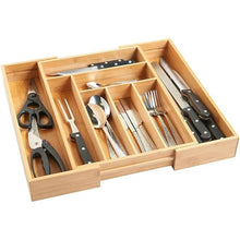 Load image into Gallery viewer, Wooden Bamboo Cutlery Tray,Kitchen Drawer Insert Large 6-8 Compartments, Utensil Holder Rack Organizer,for Home Office