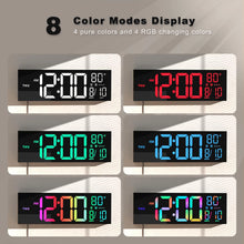 Load image into Gallery viewer, 16" Large Digital Wall Clock, Big LED Display with Remote, 8 RGB Color, Alarm, DST, Temperature for Living Room, Kitchen