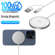 Magnetic Wireless Charger Pad 100W USB + Type C Chargers For Magsafe iPhone 16 15 14 13 12 Pro Max Fast Charging Dock Station