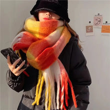 Load image into Gallery viewer, 2025 Winter Thick Warm Scarf Women Cashmere Shawl and Wraps Pashmina Neckerchief Bufanda Female Rainbow Hairy Tessel Echarpe New