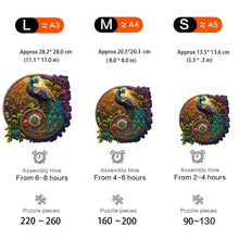 Load image into Gallery viewer, Round Peacock Wooden Jigsaw Puzzle Irregular Animal Shaped Wooden Puzzle Adult Puzzle Toys Festival Gift For Friends and Family