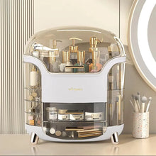 Load image into Gallery viewer, Stylish Makeup Storage Box 28x20x34cm Large Capacity Organizer with Drawers Lipstick Holders Rotating Brush Compartments,White