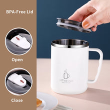 Load image into Gallery viewer, 500ml/17oz 304 Stainless Steel Water Bottle Double Layers Coffee Mug Milk Cup With Plastic Lid And Handle