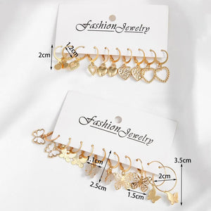 10pcs Butterfly Earrings Set! Gold Tone Summer Jewelry