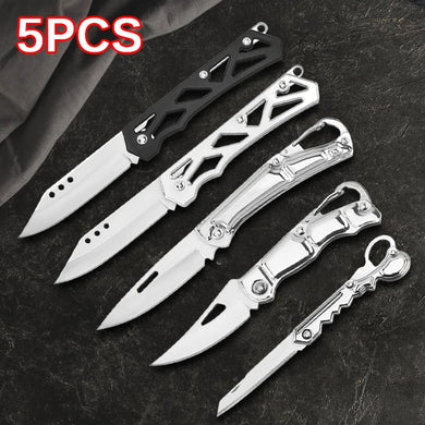 5PCS Pocket Folding Fruit Knife Set Stainless Steel Non-Slip Handle Kitchen Outdoor
