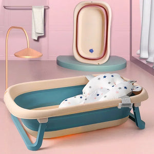 Portable Baby Bathtub Pad Adjustable Shower Cushion Newborn Support Foldable Bath Seat