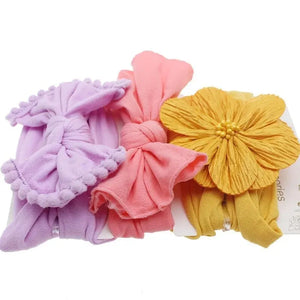 3 Pcs Set Baby Nylon Headbands Elastic Handmade Headwrap for Baby Girls and Toddlers