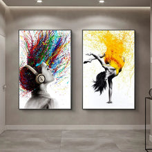 Load image into Gallery viewer, Graffiti Oil Painting Poster - Girl with Color Hair Piano Ballet Abstract Wall Art