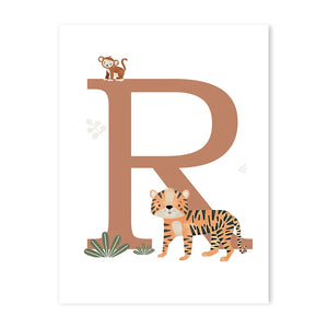 Customized Baby Name Poster Jungle Animals Lion Zebra Elephant Canvas Painting Kis Bedroom Wall Art Print Pictures Nursery Decor