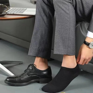 10 Pairs Men's Boat Socks: New Style Black White Grey Business Stockings