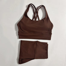 Load image into Gallery viewer, Solid Color Gym Fitness Set Tight Soft cross Fitness Bra 2pc compression High Waist Yoga Legging Suit Comprehensive Training Jog