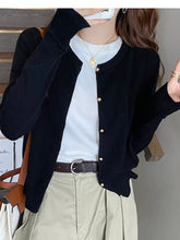 Load image into Gallery viewer, Solid Color Knitted for Women Cardigan Korean Single Breasted Long Sleeve Jumper Woman Round Neck All Match Cardigans Outwear