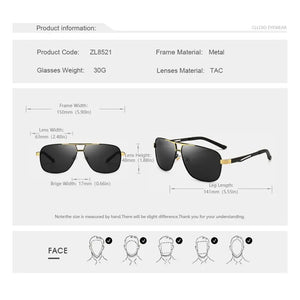 2023 Men's Square Sunglasses Photochromic Polarized Chameleon Driving Glasses