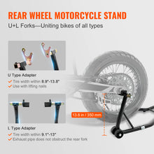 Load image into Gallery viewer, SucceBuy Motorcycle Stand Lift 850lbs Front Rear Combo Stand Lift Stand Front&amp;Rear Wheel Fork Stand Heavy Duty Rear Wheel Stand