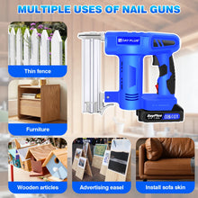Load image into Gallery viewer, 2 in 1 Heavy Duty Electric Nailer with Battery and Charger, 500 Nails and 500 Staples, Nailer for DIY Woodworking Furniture