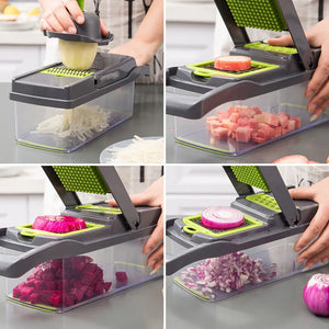 14/16-in-1 Multifunctional Vegetable Chopper: Kitchen Slicer, Dicer, and Food Grate