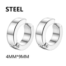 Load image into Gallery viewer, 2 Pcs Classic Korean Punk Stainless Steel Ear Clip Earrings for Men Women Black No Pierced Fake Ear Circle New Pop Jewelry