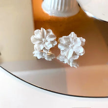 Load image into Gallery viewer, Acrylic White Camellia Flowers Stud Earrings for Women Fashion Temperament Fairycore Earring Party Wedding Jewelry Wholesale