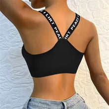 Load image into Gallery viewer, Sports underwear Women Yoga Fitness Seamless Crop Top Wide Letter Straps Comfortable Workout Activewear