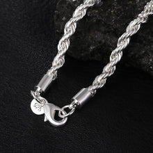 Load image into Gallery viewer, Silver Twisted Rope Chain Necklace Bracelet Set Fashion Jewelry High Quality