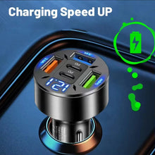 Load image into Gallery viewer, 250W 5 Ports Car Charger Fast Charging PD QC3.0 USB C Car Phone Charger Type C Adapter In Car For IPhone