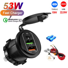 Load image into Gallery viewer, NEW 117W Dual PD Dual QC 3.0 USB Car Charger with Voltmeter Socket Power Outlet Adapter Waterproof for 12V/24V Car Boat Hot Sale