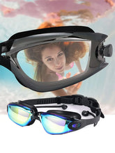 Load image into Gallery viewer, Swimming Goggles Adult Myopia Swimming Goggles One-piece Earplugs Electroplating Anti-fog High-definition Swimming Goggles