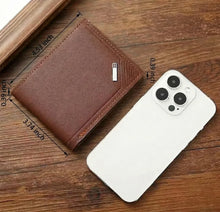 Load image into Gallery viewer, Men's leather short wallet thin wallet foldable minimalist soft leather wallet