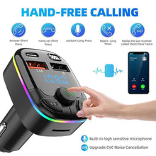 Load image into Gallery viewer, Bluetooth 5.0 Car FM Transmitter PD Type-C Dual USB Ambient Player Handsfree MP3 Charger Type-C Wireless Light PD QC3.0 Adapter