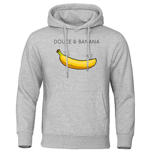 Dolce & Banana Men's Hoodie Funny Print Casual Warm Fleece Streetwear Sweatshirt