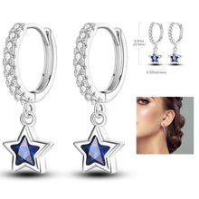 Load image into Gallery viewer, 925 Silver Hoop Earrings  For Woman Pendientes Zircon Heart Shape Star Eardrop Original Earring Fashion Jewelry